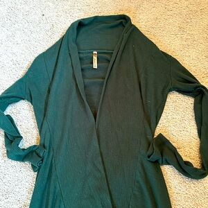 Green tunic wrap sweater